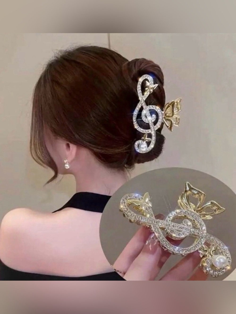 Treble clef hair claw clip